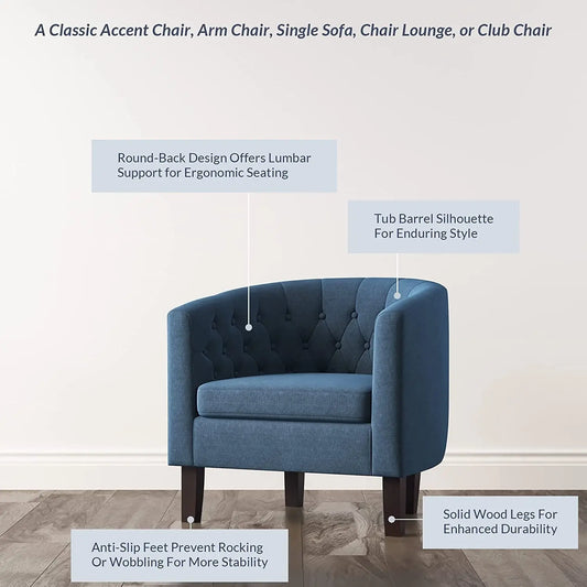 Elegant Navy Blue Accent Chair for Living Room-1