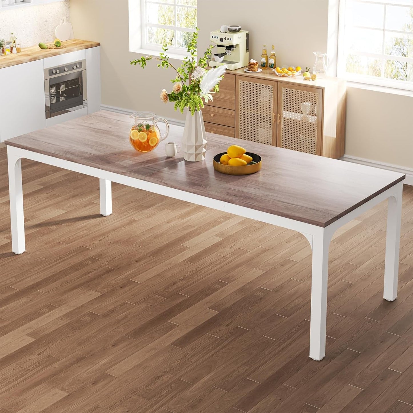 Dining Table for 6-8 People, 78-Inch Large Narrow Long Rectangular Kitchen Dinner Table, 8 Seat Rustic Wood Dining Room Table for Kitchen, Living Room (Only Table)-0