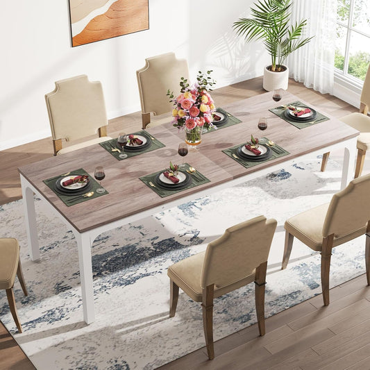 Dining Table for 6-8 People, 78-Inch Large Narrow Long Rectangular Kitchen Dinner Table, 8 Seat Rustic Wood Dining Room Table for Kitchen, Living Room (Only Table)-1