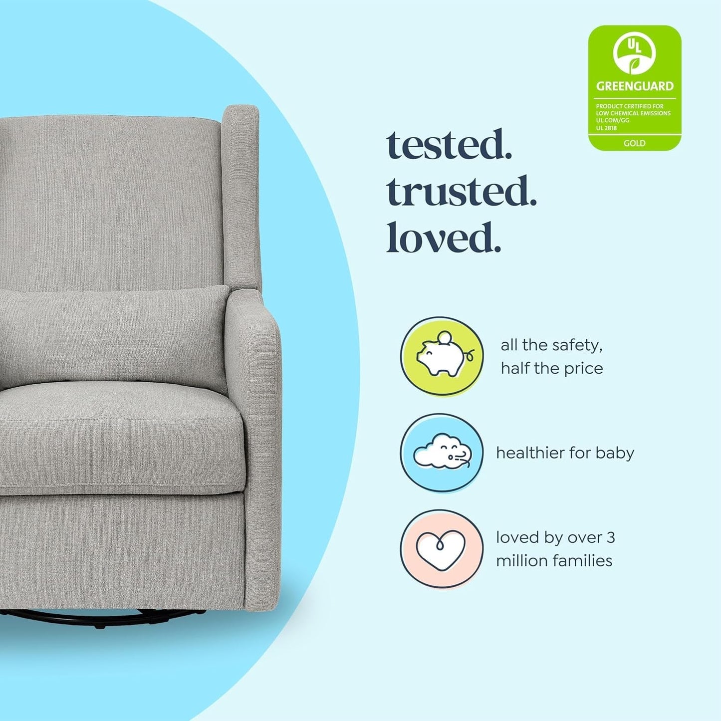 Carter'S by  Arlo Recliner and Swivel Glider in Performance Grey Linen, Water Repellent & Stain Resistant, Greenguard Gold & Certipur-Us Certified-3