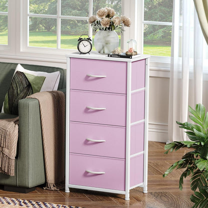 Storage Drawer with 4 Drawers - Fabric Dressers for Kids, Dresser for Bedroom, Living Room, Closets - Sturdy Steel Frame, Wooden Top & Easy Pull Fabric Bins-3