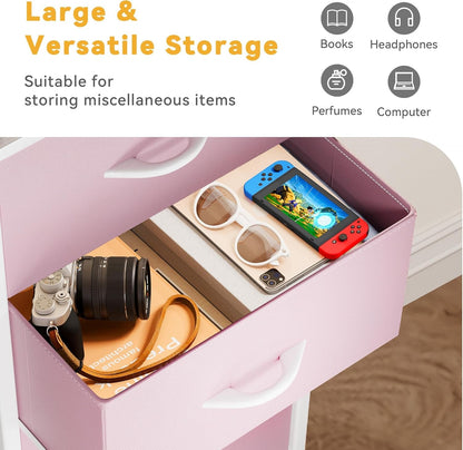 Storage Drawer with 4 Drawers - Fabric Dressers for Kids, Dresser for Bedroom, Living Room, Closets - Sturdy Steel Frame, Wooden Top & Easy Pull Fabric Bins-4