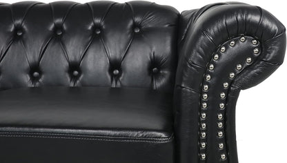 Sectional Modular Sofa Couches, PU Leather Modular Sofa Furniture Set Tufted Cushion Suitable for Small Space Configuration Sofa, Office Meeting Room Couch (PU Black, 1-2)-4