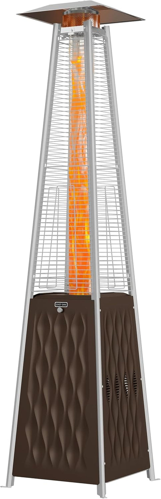 Pyramid Patio Heater, 48,000 BTU Outdoor Patio Heater, Quartz Glass Tube Propane Heater, Triple Protection System, with Wheels, Outdoor Heater for Commercial & Residential, Brown-0