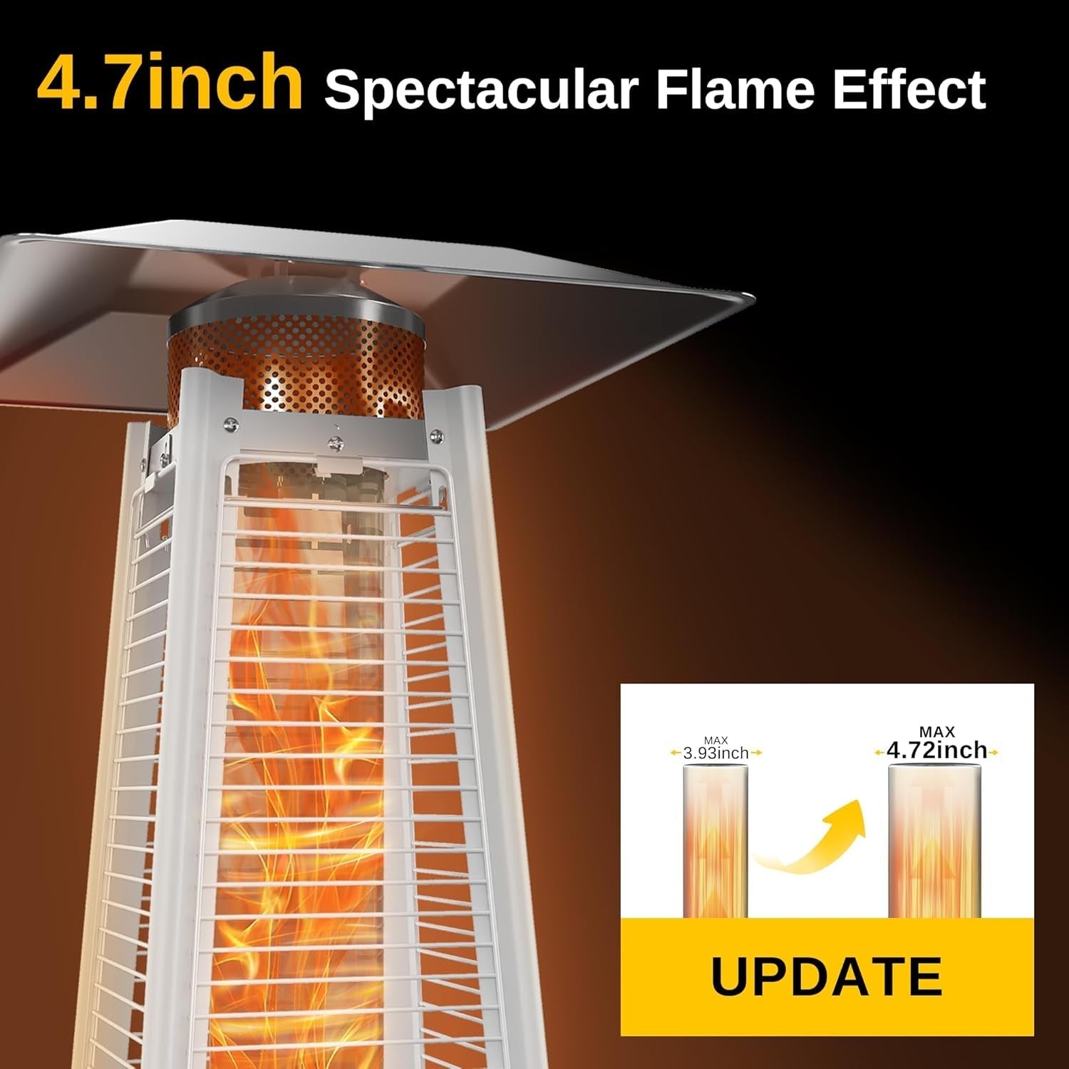 Pyramid Patio Heater, 48,000 BTU Outdoor Patio Heater, Quartz Glass Tube Propane Heater, Triple Protection System, with Wheels, Outdoor Heater for Commercial & Residential, Brown-1