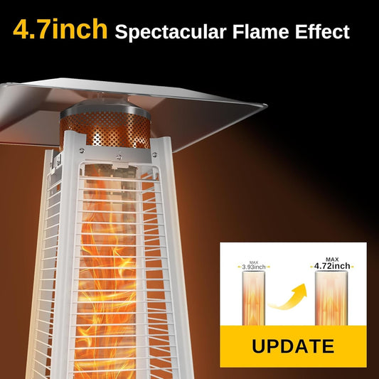 Pyramid Patio Heater, 48,000 BTU Outdoor Patio Heater, Quartz Glass Tube Propane Heater, Triple Protection System, with Wheels, Outdoor Heater for Commercial & Residential, Brown-1