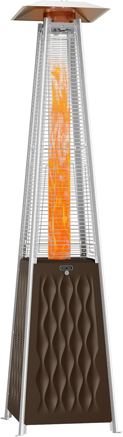 Pyramid Patio Heater, 48,000 BTU Outdoor Patio Heater, Quartz Glass Tube Propane Heater, Triple Protection System, with Wheels, Outdoor Heater for Commercial & Residential, Brown-3