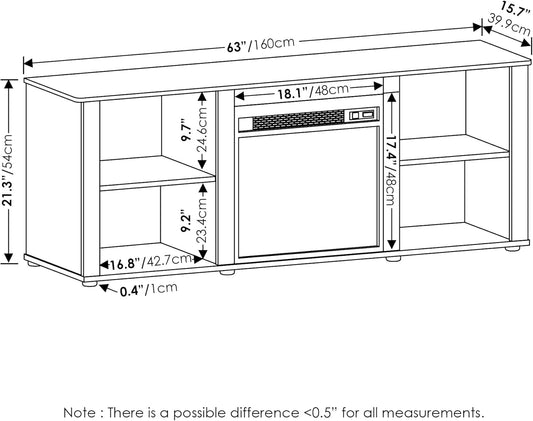 Classic 70 Inch TV Stand with Fireplace, Solid White-1