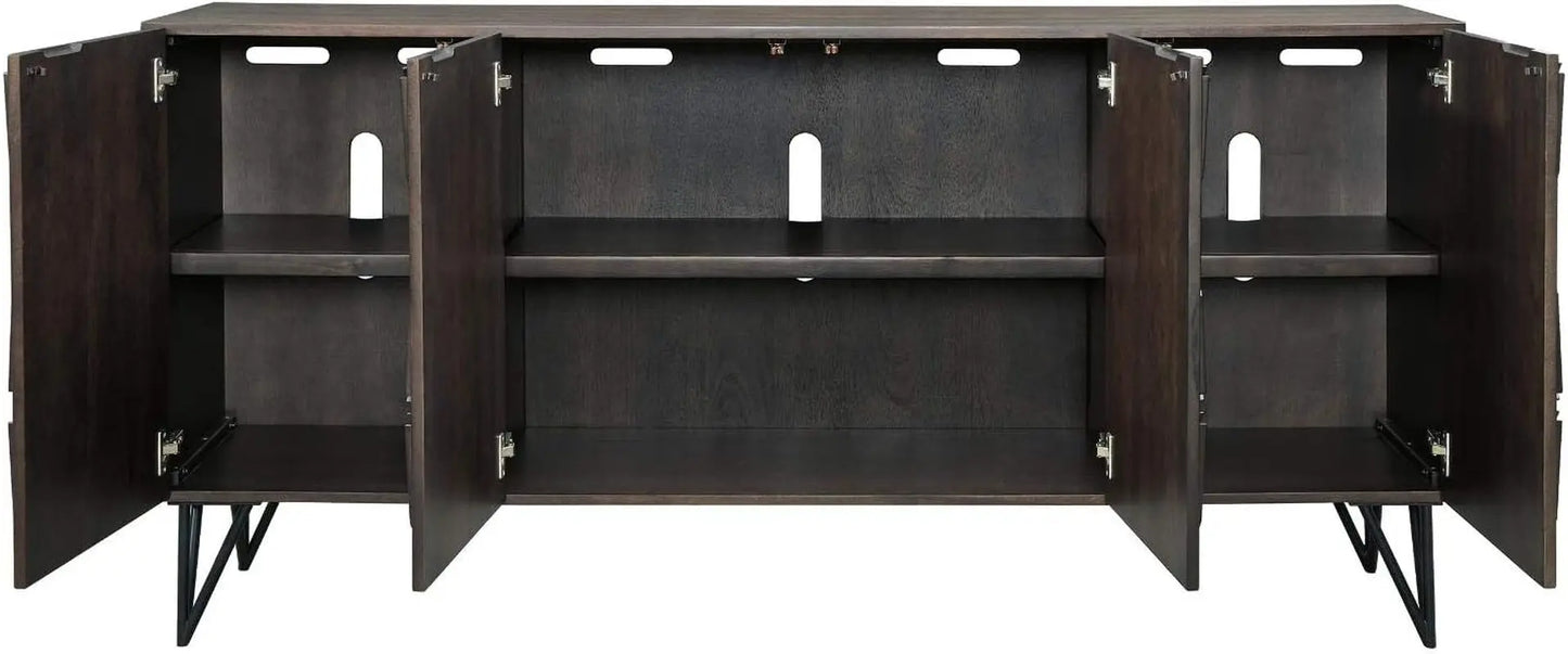 70" TV Stand Urban Geometric Design, 4 Doors-4