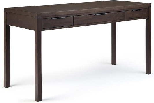 Solid Wood Contemporary Writing Desk with Two Drawers-0