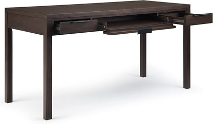 Solid Wood Contemporary Writing Desk with Two Drawers-4