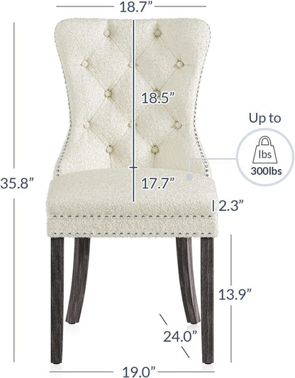 Luxury White Teddy Fabric Dining Chairs Set (6)-2