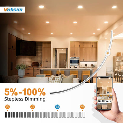 24 Pack 6 Inch Recessed Lighting, 5CCT LED Recessed Light with Junction Box, 2700K-5000K Selectable, 13W Eqv 120W, 1080LM Dimmable Canless Wafer Downlight, LED Ceiling Light ETL Certificated-2