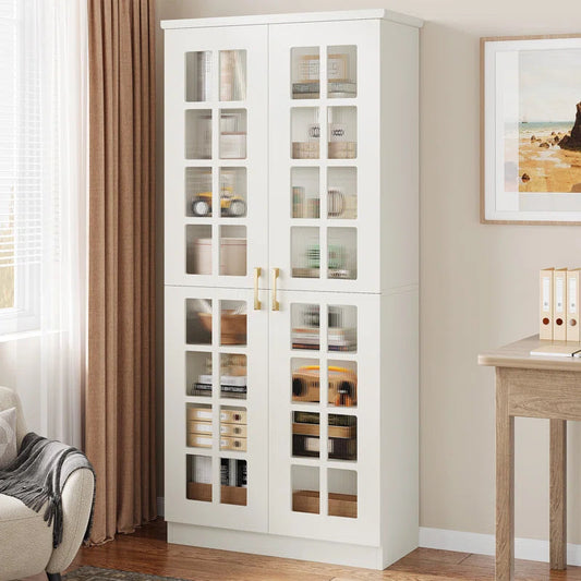 71 Inch Storage Cabinet With Door Adjustable Shelves-0
