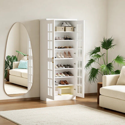 71 Inch Storage Cabinet With Door Adjustable Shelves-4