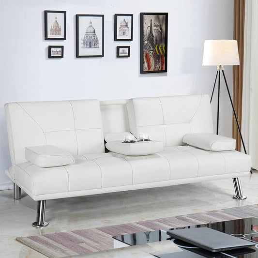 Adjustable Convertible Sofa Bed with Cup Holders-0