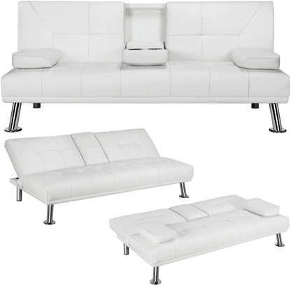 Adjustable Convertible Sofa Bed with Cup Holders-1