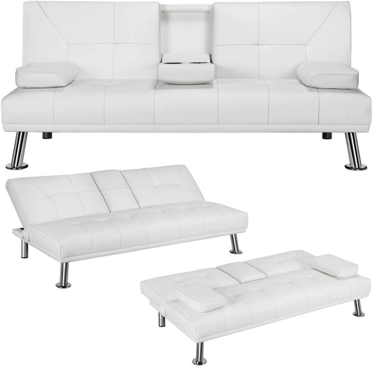 Adjustable Convertible Sofa Bed with Cup Holders-1