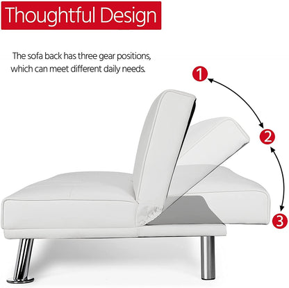 Adjustable Convertible Sofa Bed with Cup Holders-4