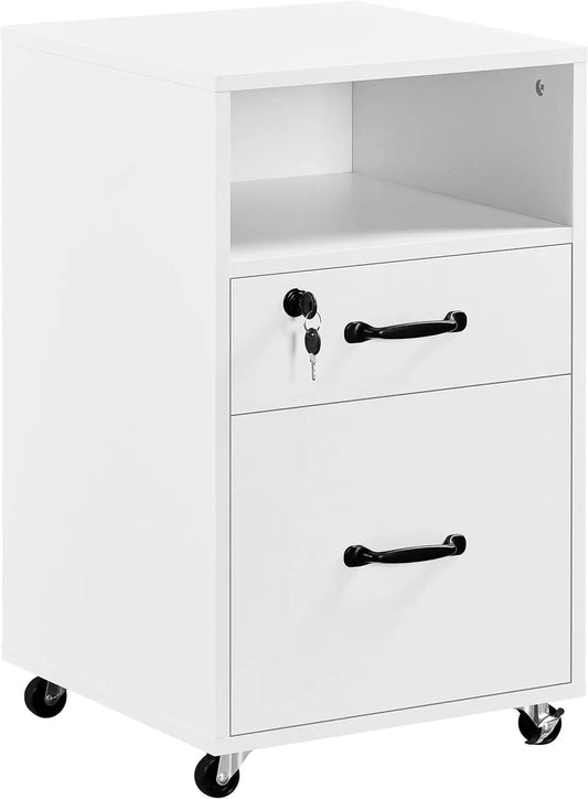 File Cabinet Vertical File Cabinets Mobile Letter Size File Storage Organizer Small Filing Cabinet Printer Stand for Home and Office White-0