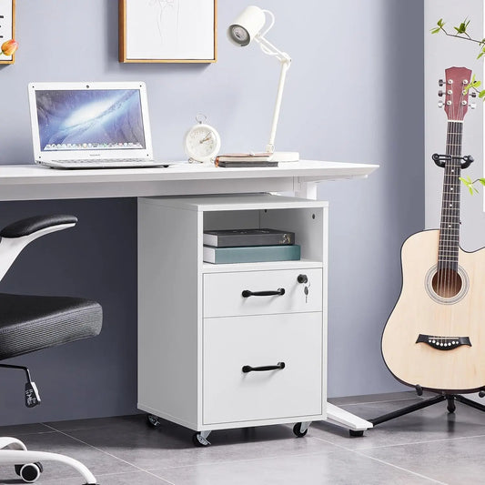 File Cabinet Vertical File Cabinets Mobile Letter Size File Storage Organizer Small Filing Cabinet Printer Stand for Home and Office White-1