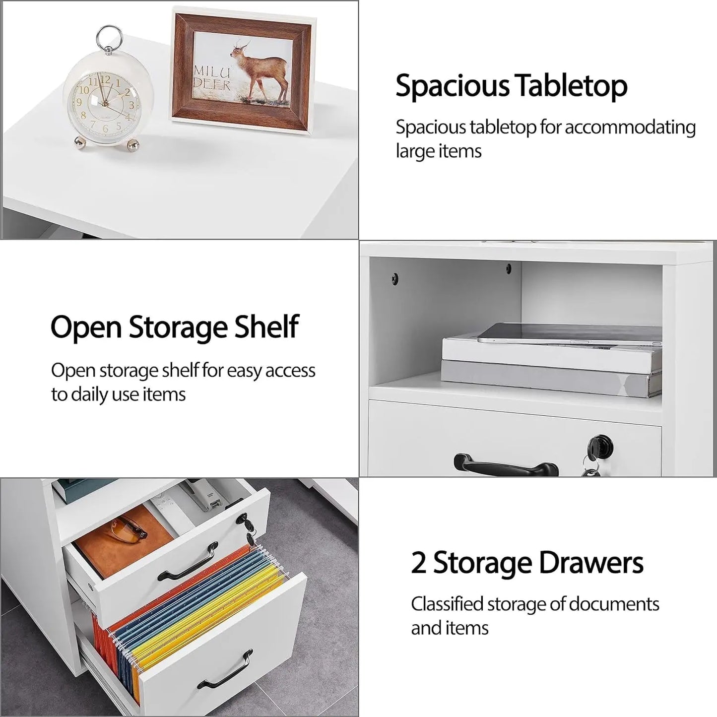 File Cabinet Vertical File Cabinets Mobile Letter Size File Storage Organizer Small Filing Cabinet Printer Stand for Home and Office White-3