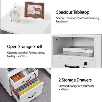 File Cabinet Vertical File Cabinets Mobile Letter Size File Storage Organizer Small Filing Cabinet Printer Stand for Home and Office White-3