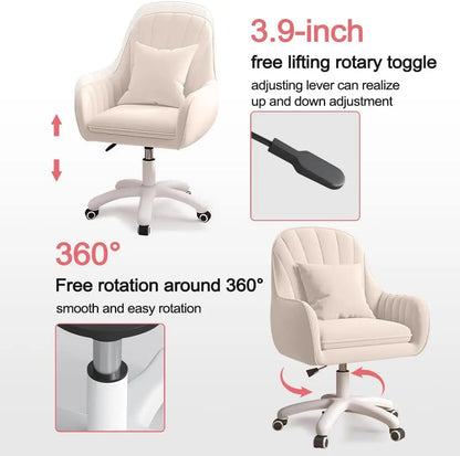 Home Office Chair Computer Chair with Mid-Back Upholstered Modern Tufted Computer Task Chair Swivel Height Adjustable Velvet Accent Chair.-2