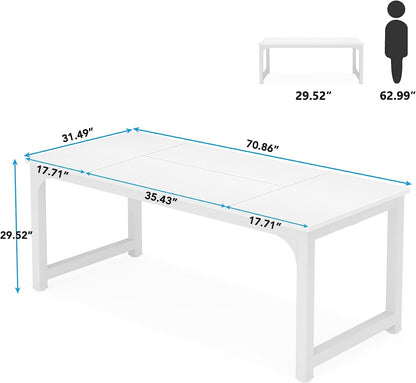 Large Executive White Office Computer Desk-1