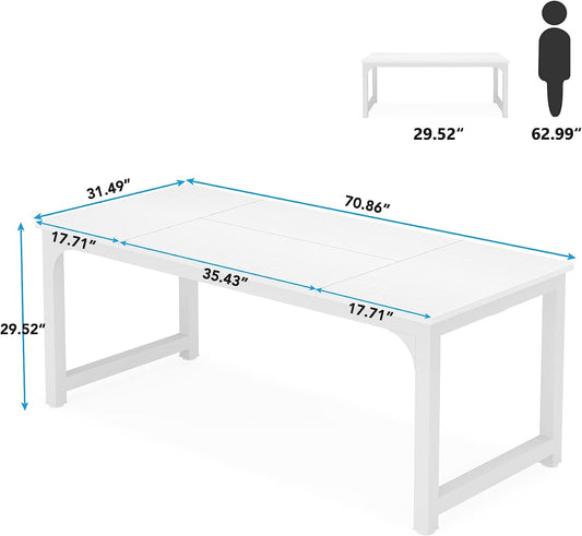 Large Executive White Office Computer Desk-1