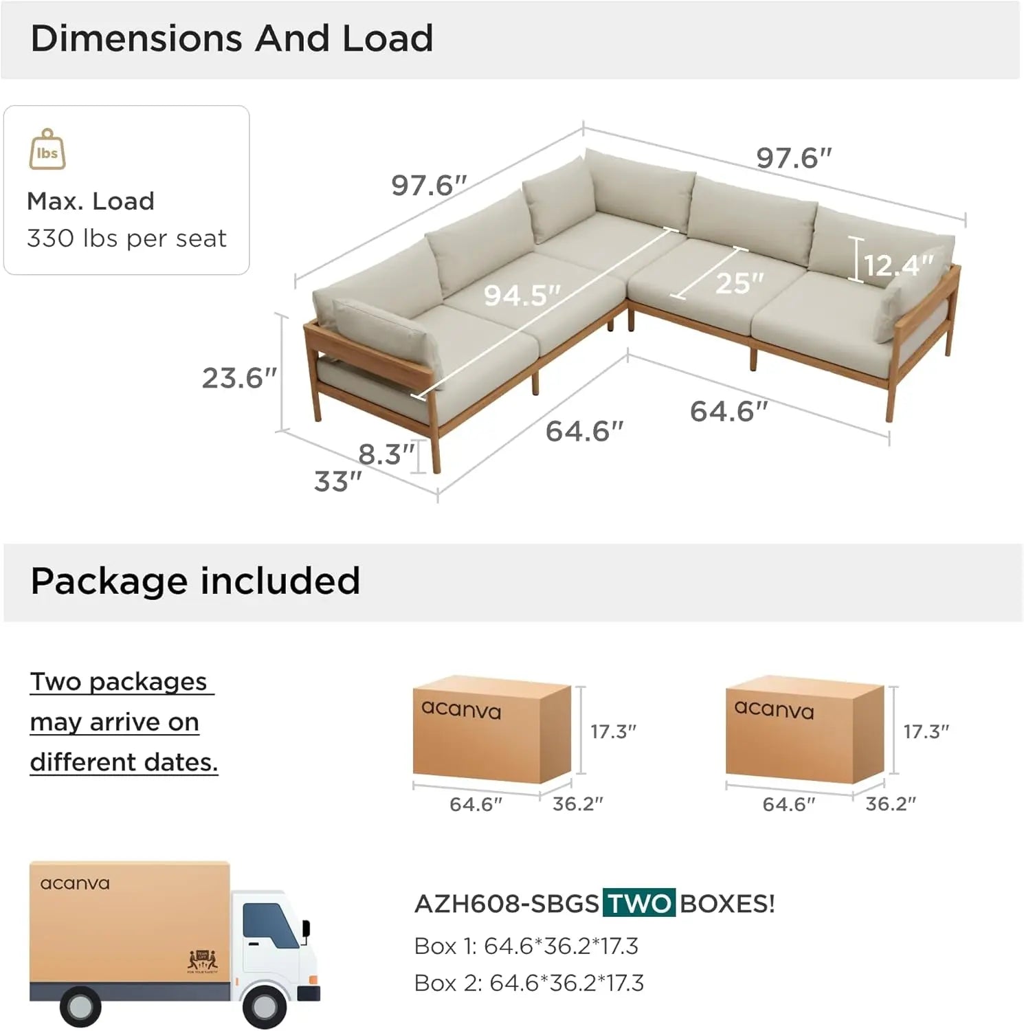 Modern Outdoor Sectional Sofa Set with Thick Cushions-1