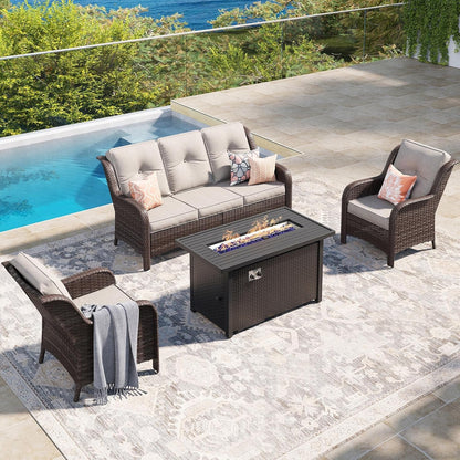 Outdoor Patio Furniture Set with Fire Pit Table-0