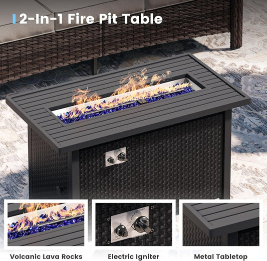 Outdoor Patio Furniture Set with Fire Pit Table-1
