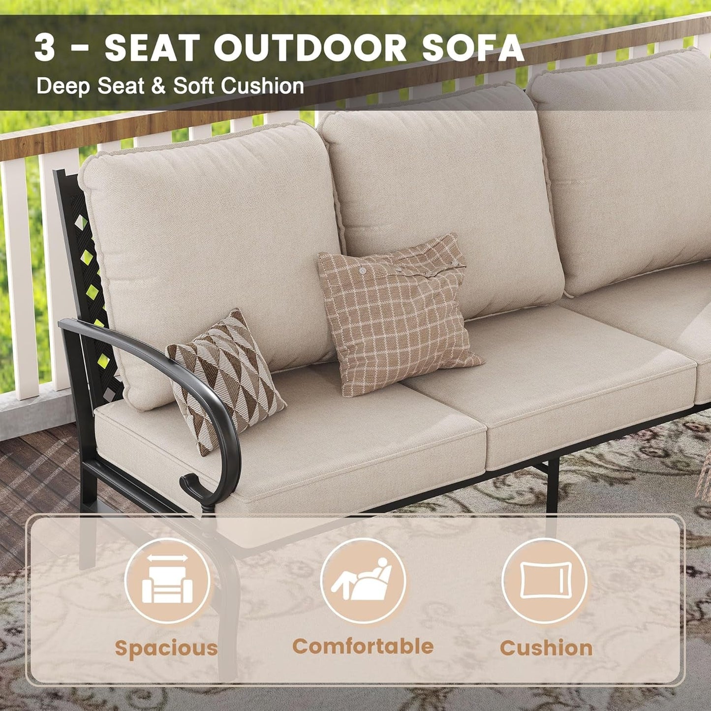 Five Piece Outdoor Patio Furniture Set with Cushions-3