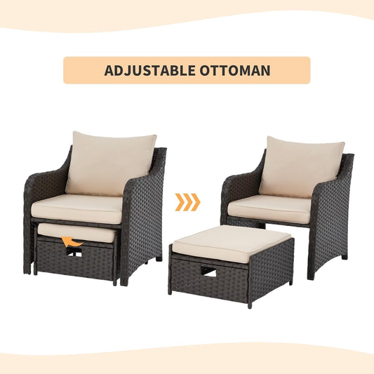 Five Piece All Weather Wicker Patio Furniture Set-1