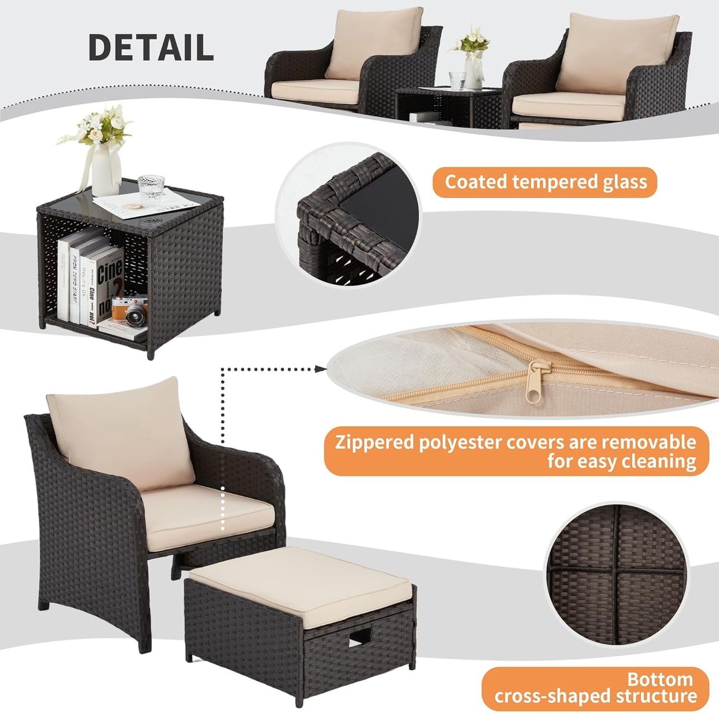 Five Piece All Weather Wicker Patio Furniture Set-4