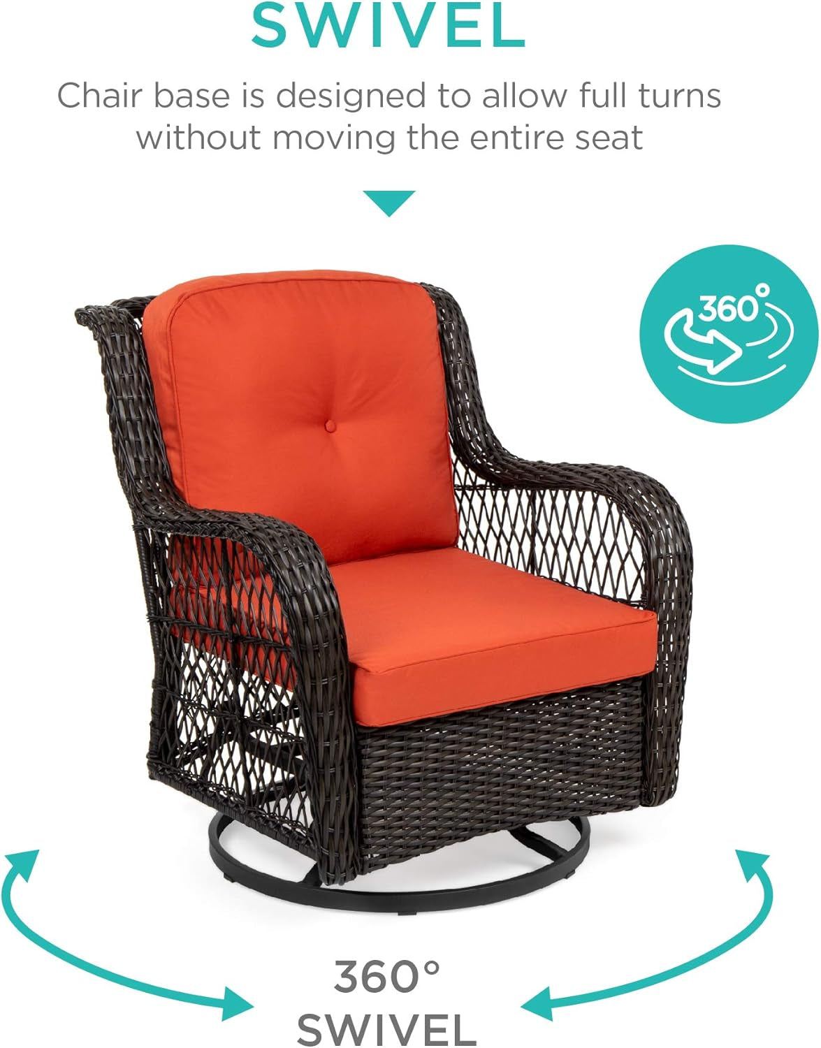 Three-Piece Outdoor Wicker Bistro Set with Swivel Rockers-1