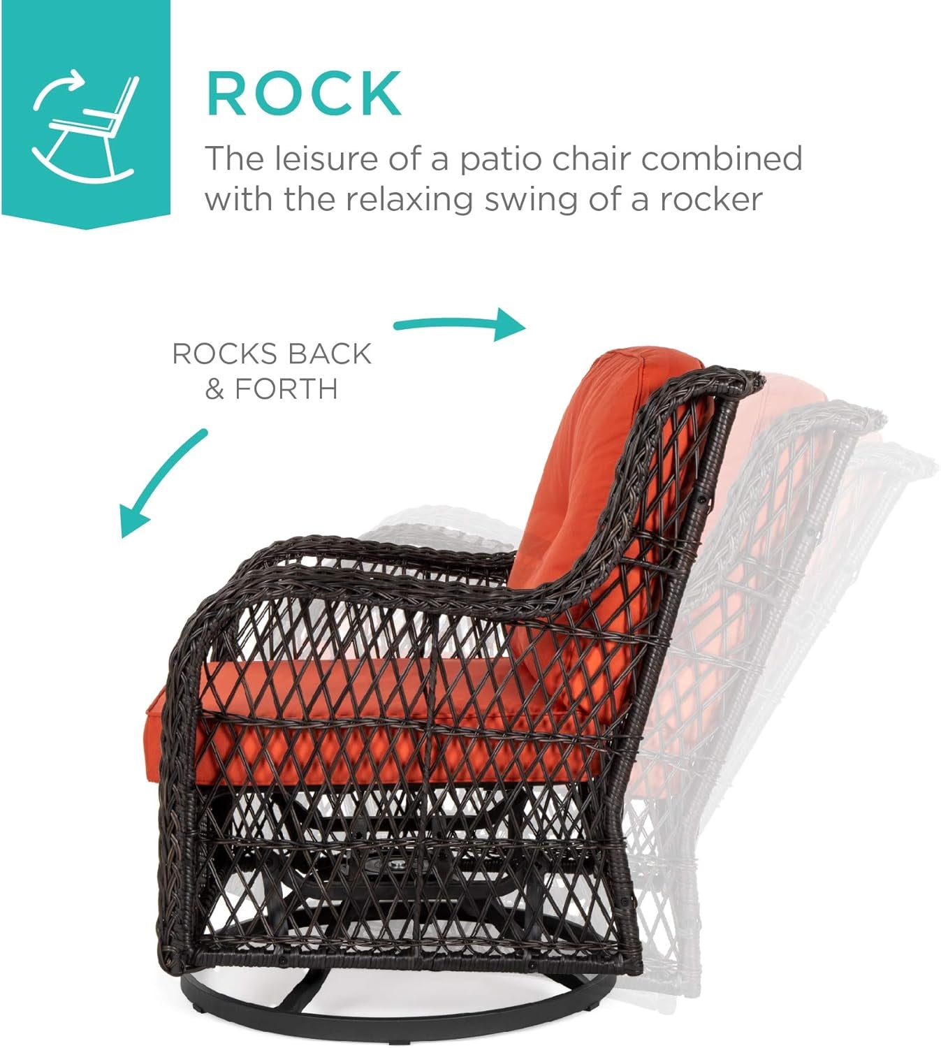 Three-Piece Outdoor Wicker Bistro Set with Swivel Rockers-2