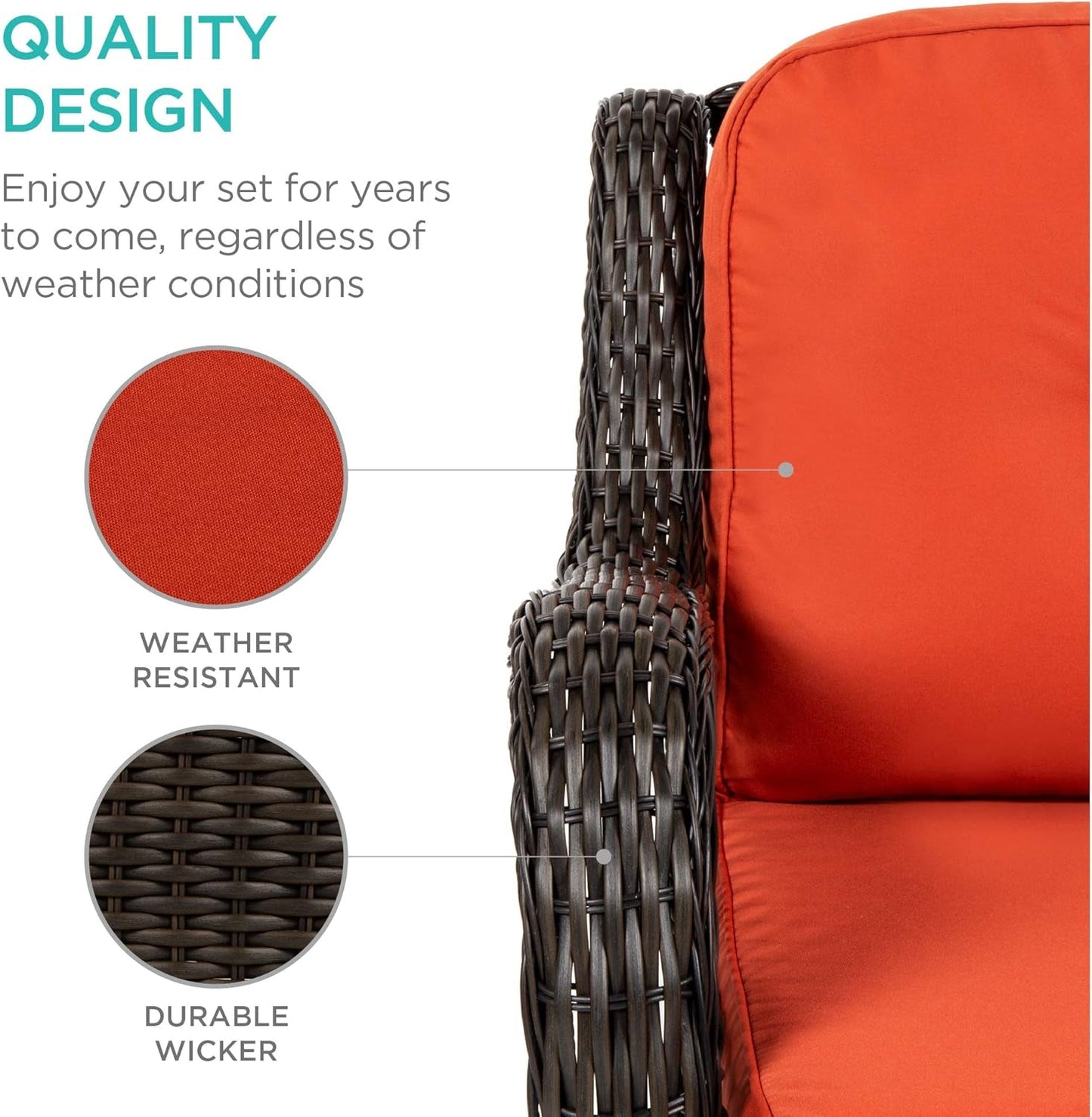 Three-Piece Outdoor Wicker Bistro Set with Swivel Rockers-4