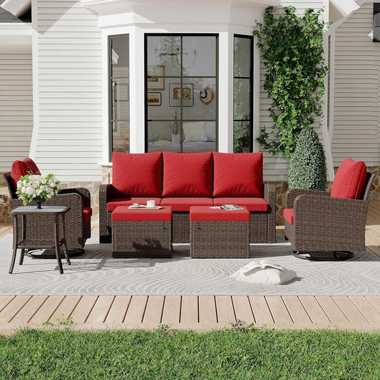 6 Piece Patio Furniture Set with Swivel Chairs-1