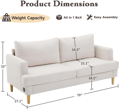 Beige Loveseat Sofa with USB Ports for Comfort-1