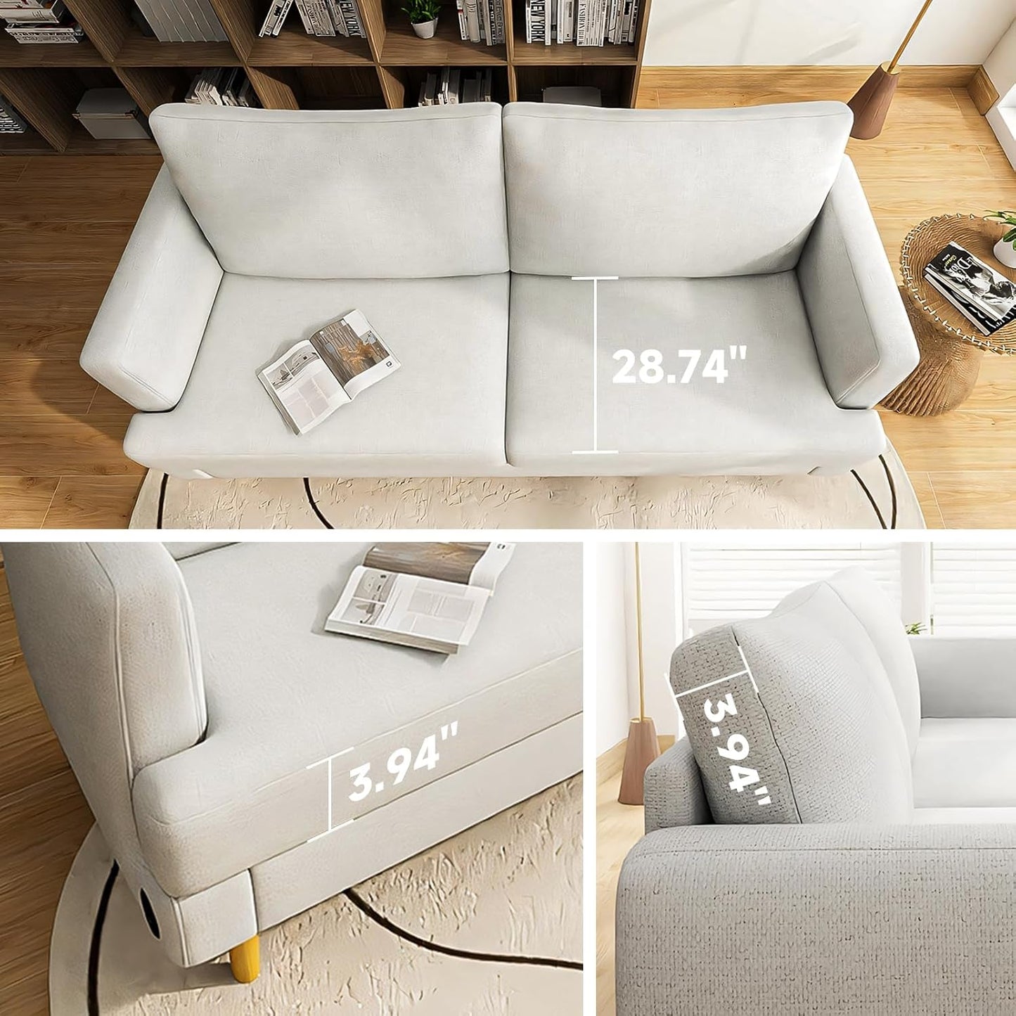 Beige Loveseat Sofa with USB Ports for Comfort-3