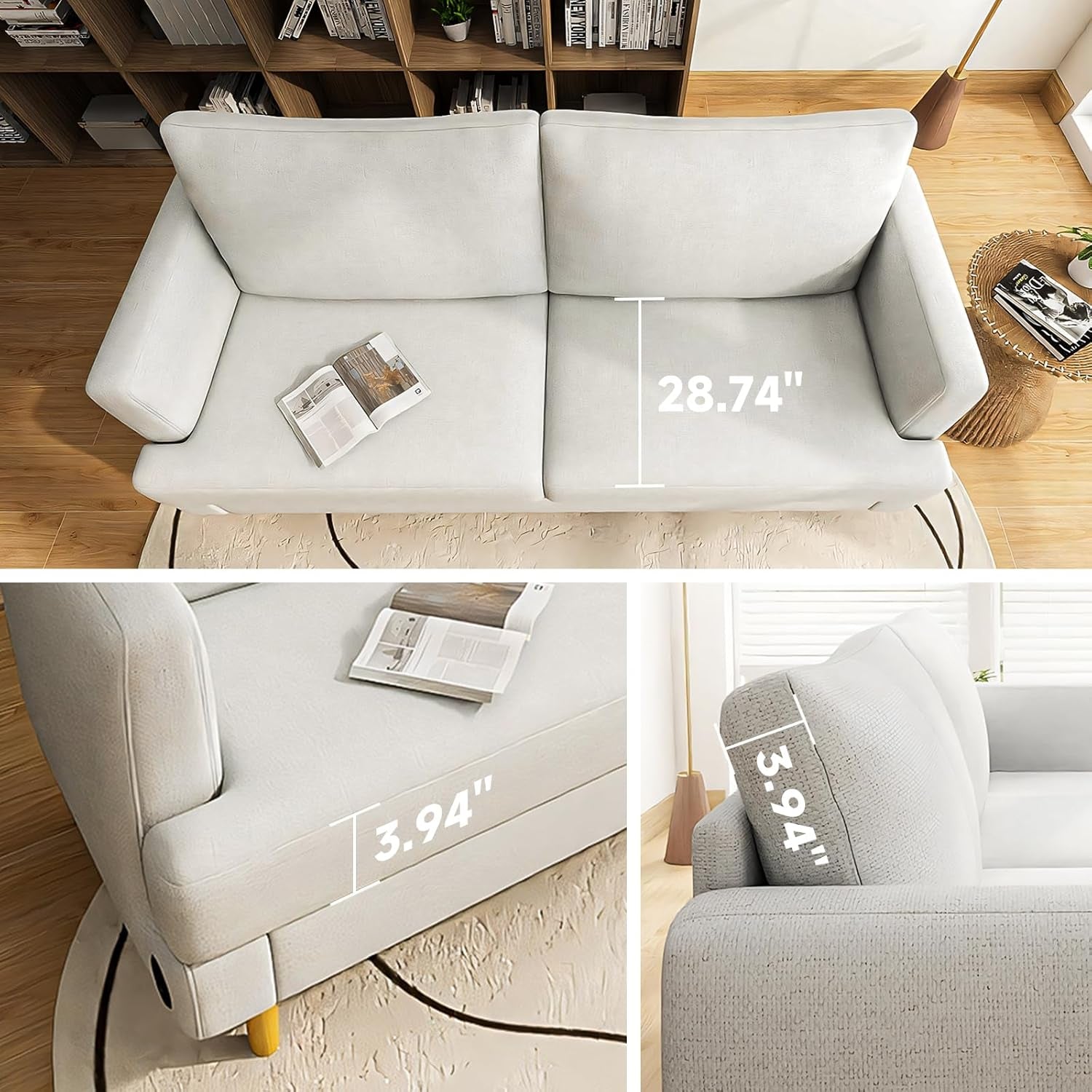 Beige Loveseat Sofa with USB Ports for Comfort-3