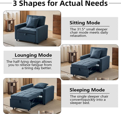 Convertible Sofa Bed Chair with Reclining Backrest-4