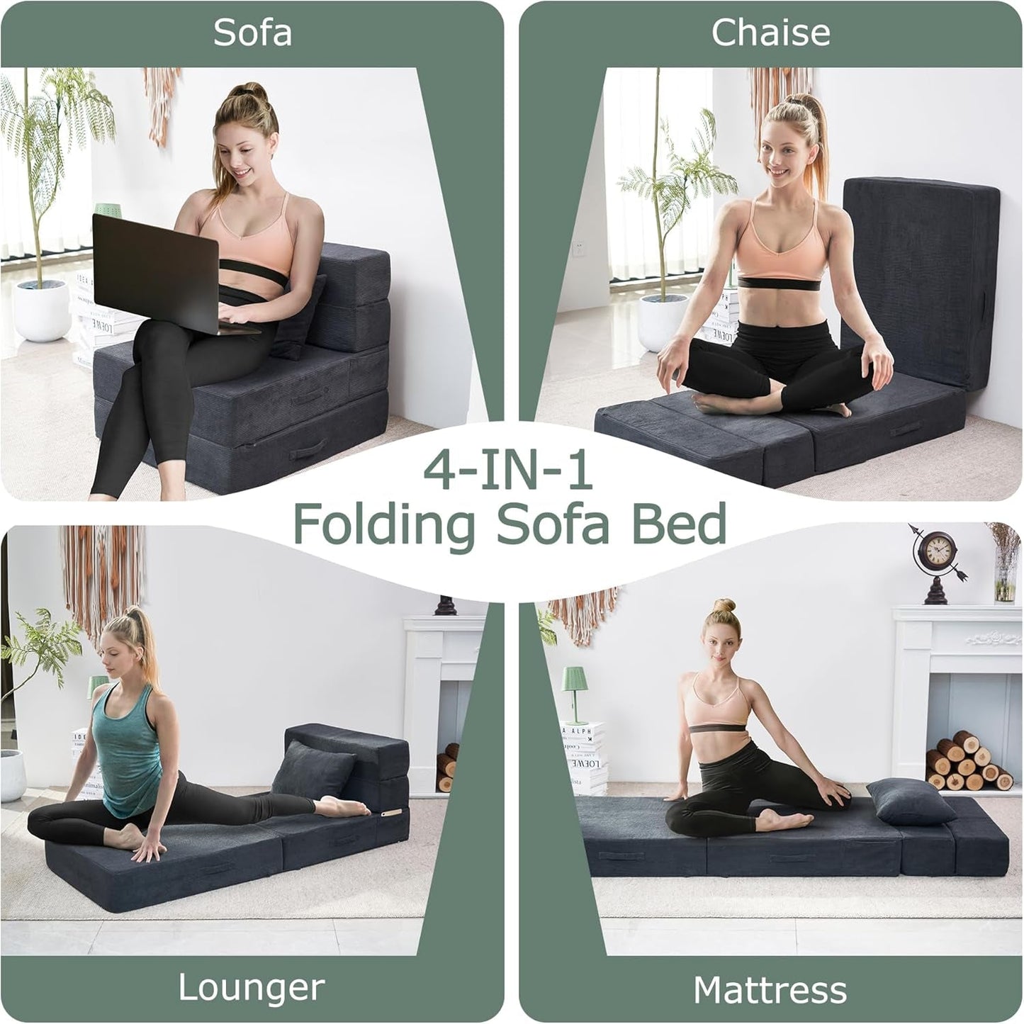 4 in 1 Folding Sofa Bed with Memory Foam Comfort-3