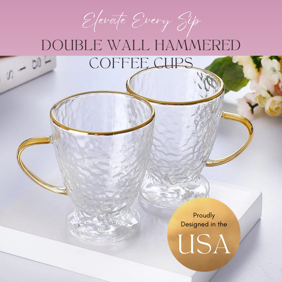 Hammered Double Wall Glass Coffee Cups-2