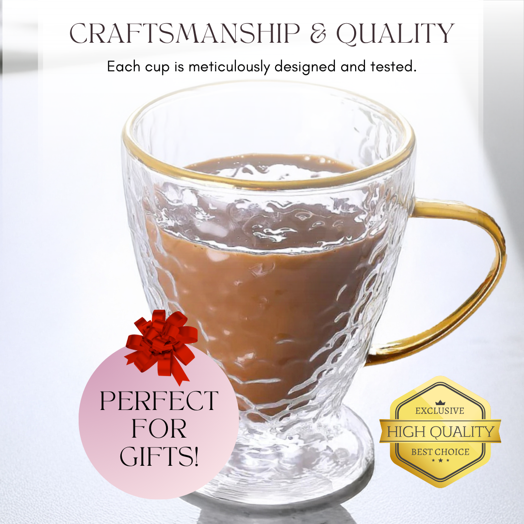 Hammered Double Wall Glass Coffee Cups-4