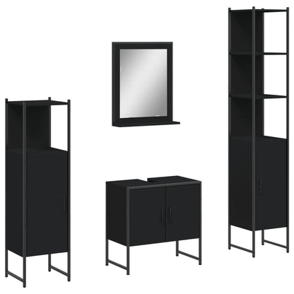 vidaXL Bathroom Cabinet Set Furniture Wall Mirror 4 Piece Engineered Wood-0