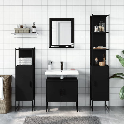 vidaXL Bathroom Cabinet Set Furniture Wall Mirror 4 Piece Engineered Wood-1