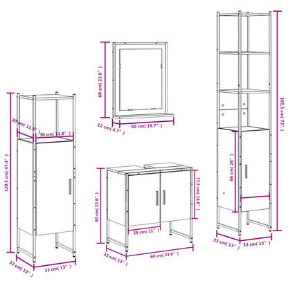 vidaXL Bathroom Cabinet Set Furniture Wall Mirror 4 Piece Engineered Wood-2